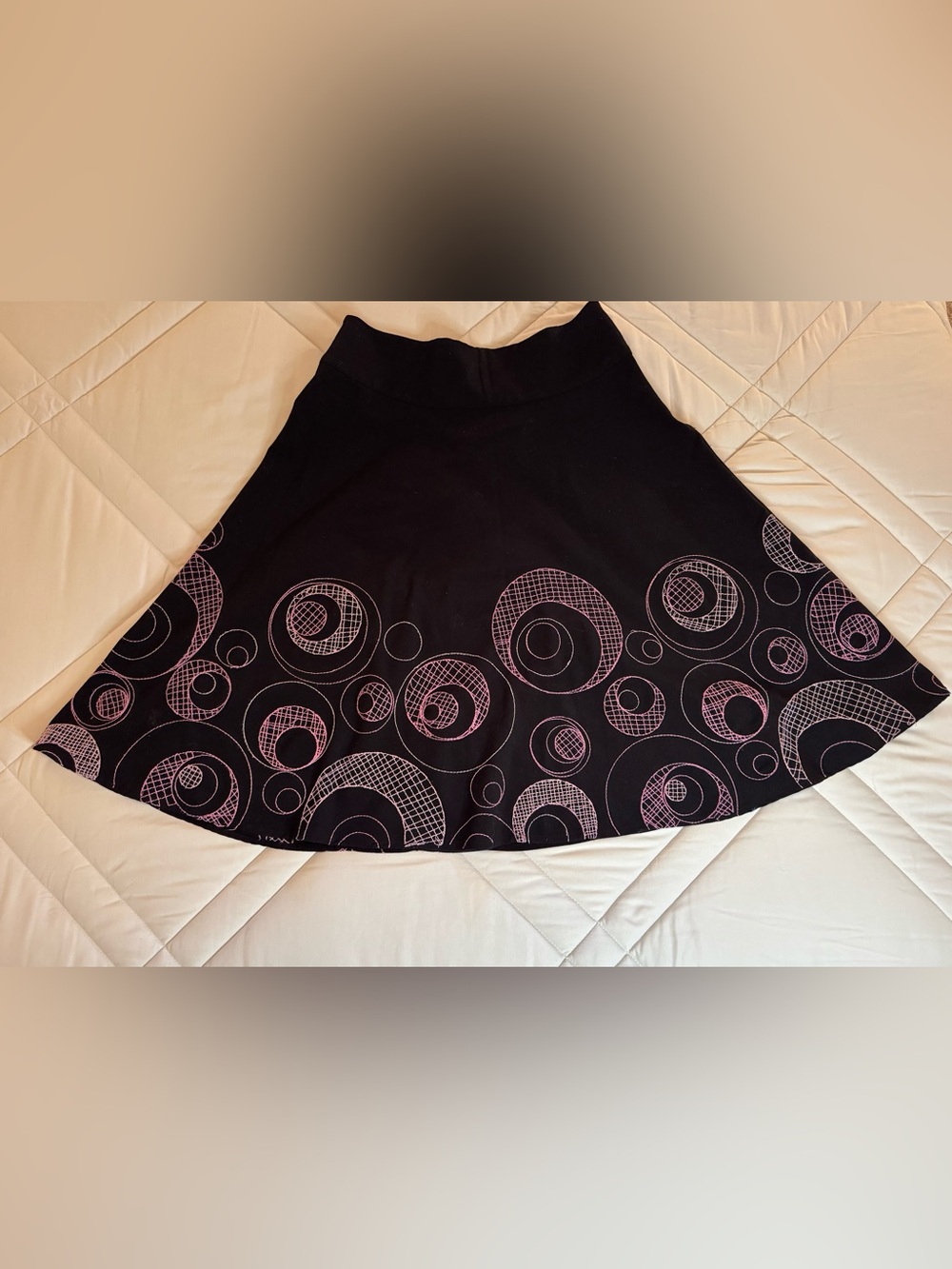 Sunny Leigh Black Circle Skirt with Pink Embroidery 8